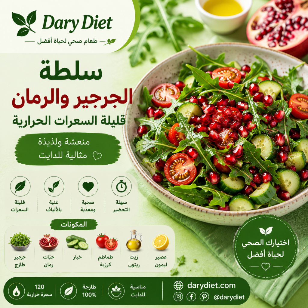 🥗 سلطة الجرجير والرمان قليلة السعرات الحرارية chatgpt image 24 يونيو 2026، 10 52 03 ص